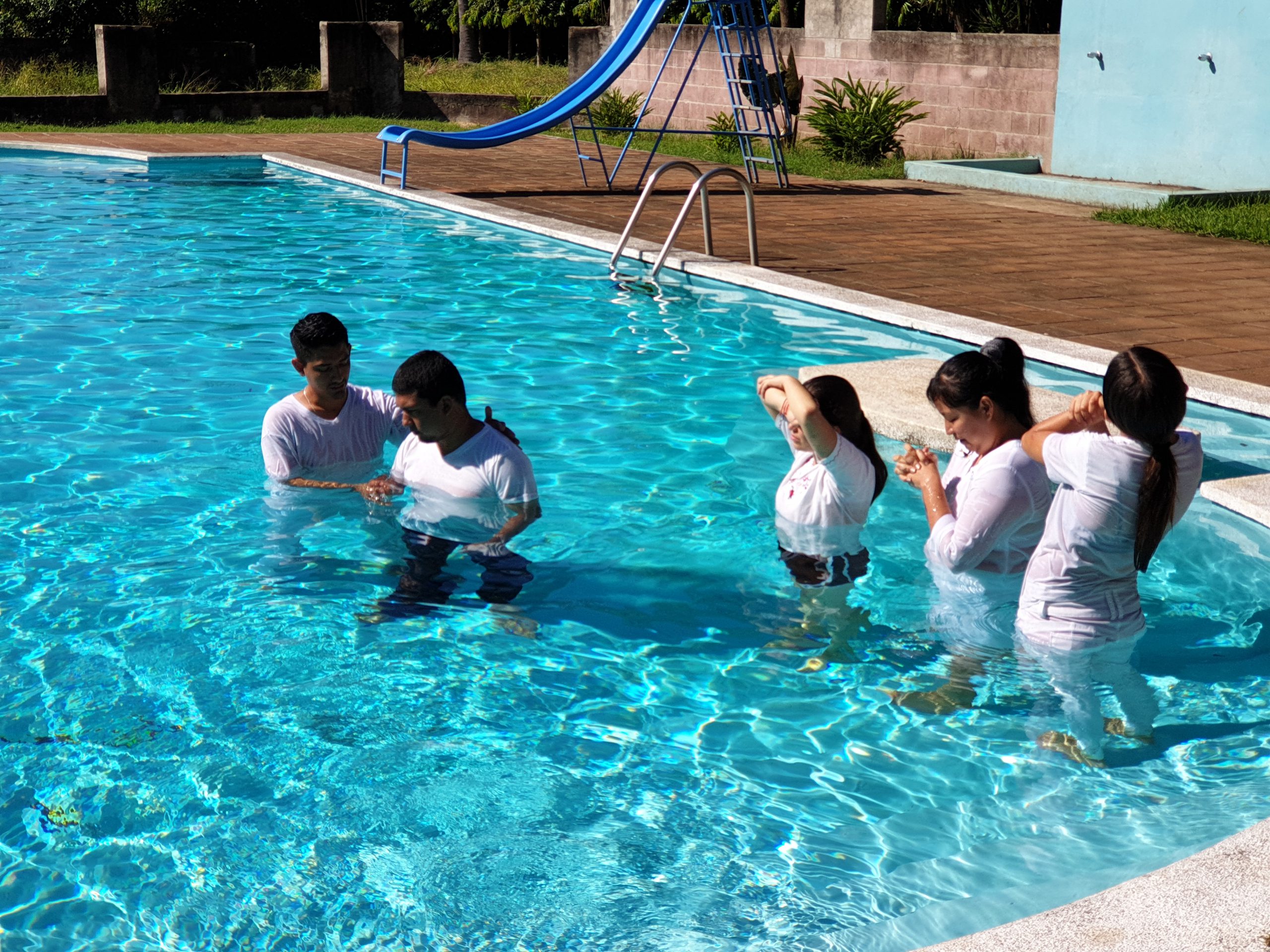 Baptism in a pool